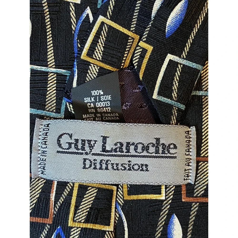 GUY LAROUCHE - DIFFUSION - GEOMETRIC- VINTAGE - CANADA MADE- ALL SILK NECK TIE!
